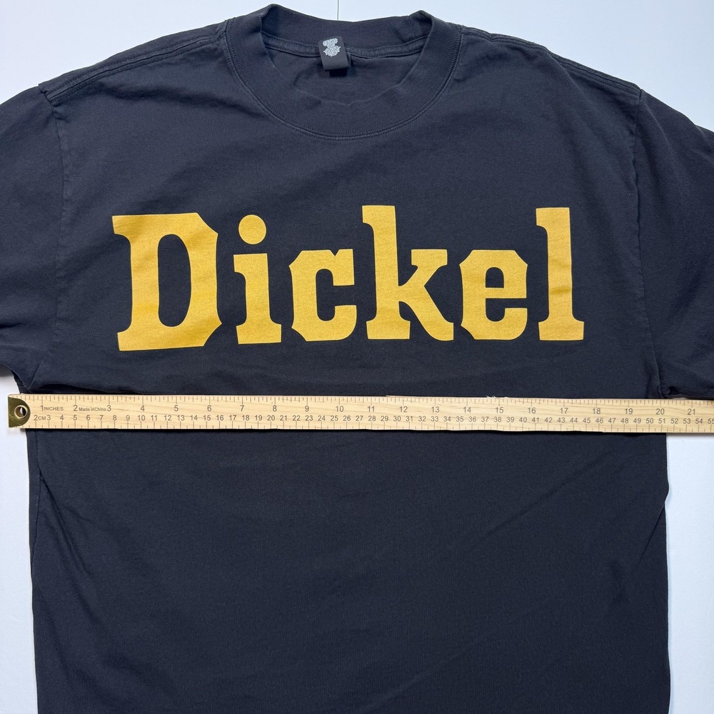 Dickel Whiskey Shirt Mens Medium Black Gold Tee AsColour Heavy Faded Logo Promo - Picture 5 of 5
